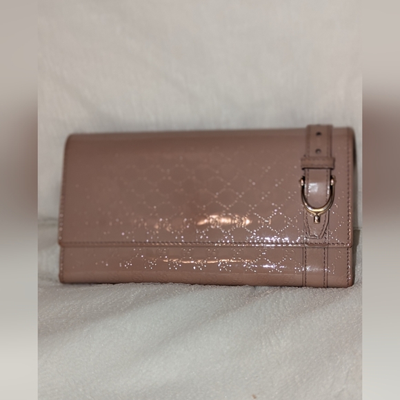 Gucci Patent Microguccissima Leather Envelope Style Wallet Tan VGUC - Picture 1 of 13